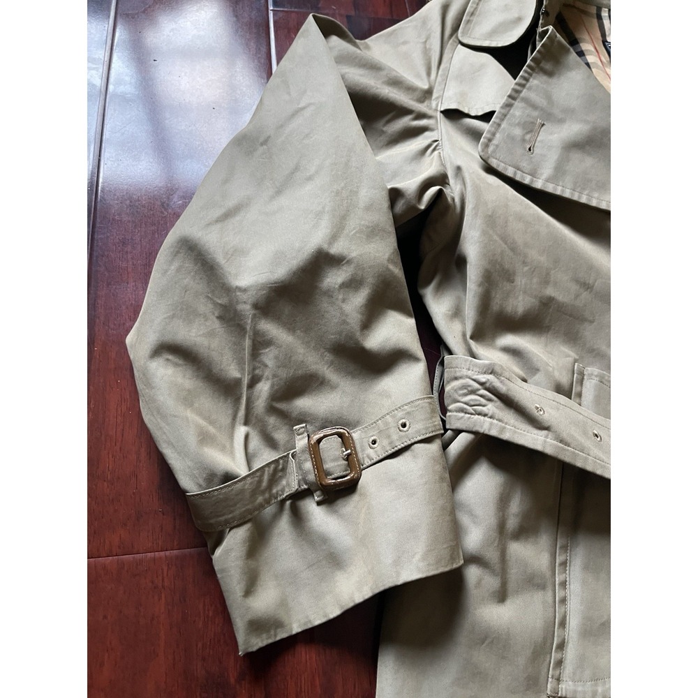 Vintage Burberrys Double Breasted Belted Trench Coat Beige Nova Check Mens 54 XL - Picture 7 of 16